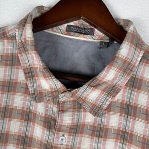 PrAna‎ Open Air Short Sleeve Shirt Mens Large Plaid Organic Cotton Button Up